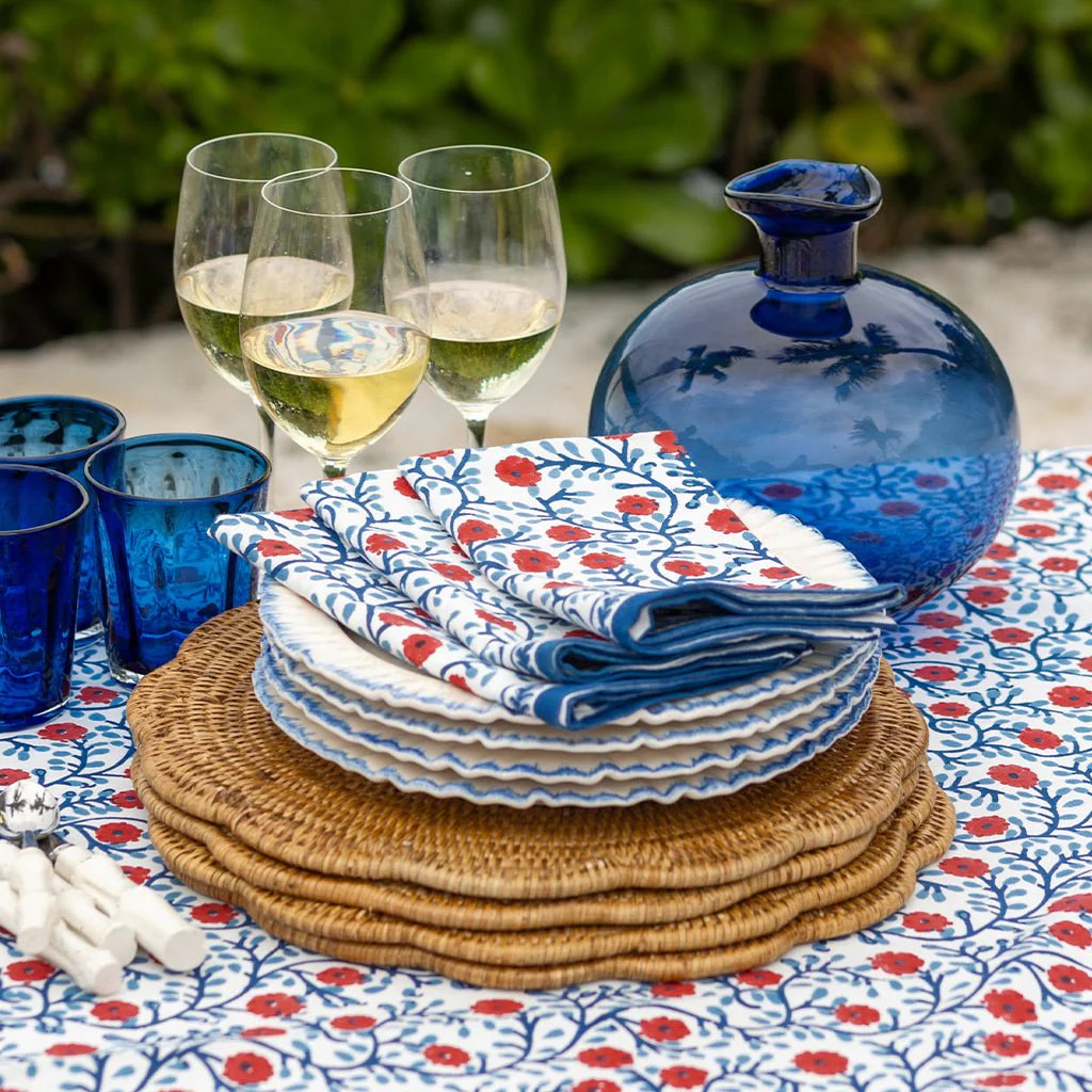 Stephanie Red & Blue Napkin | Set of 4 - Image 3