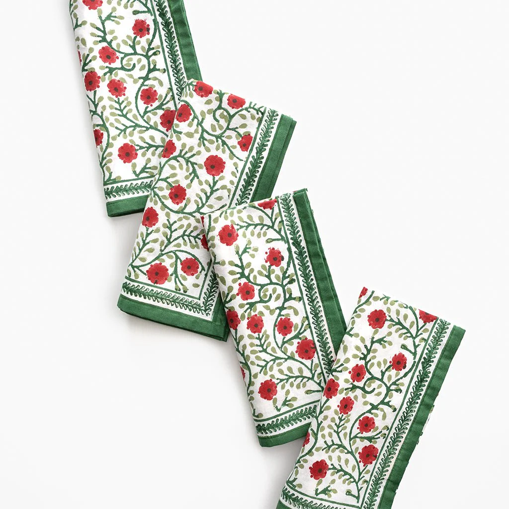 Stephanie Red & Green Napkin | Set of 4 - Image 2