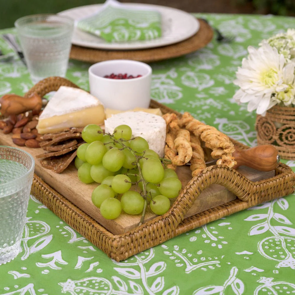 Woven Rattan Tray with Rainbow Handle - Image 4