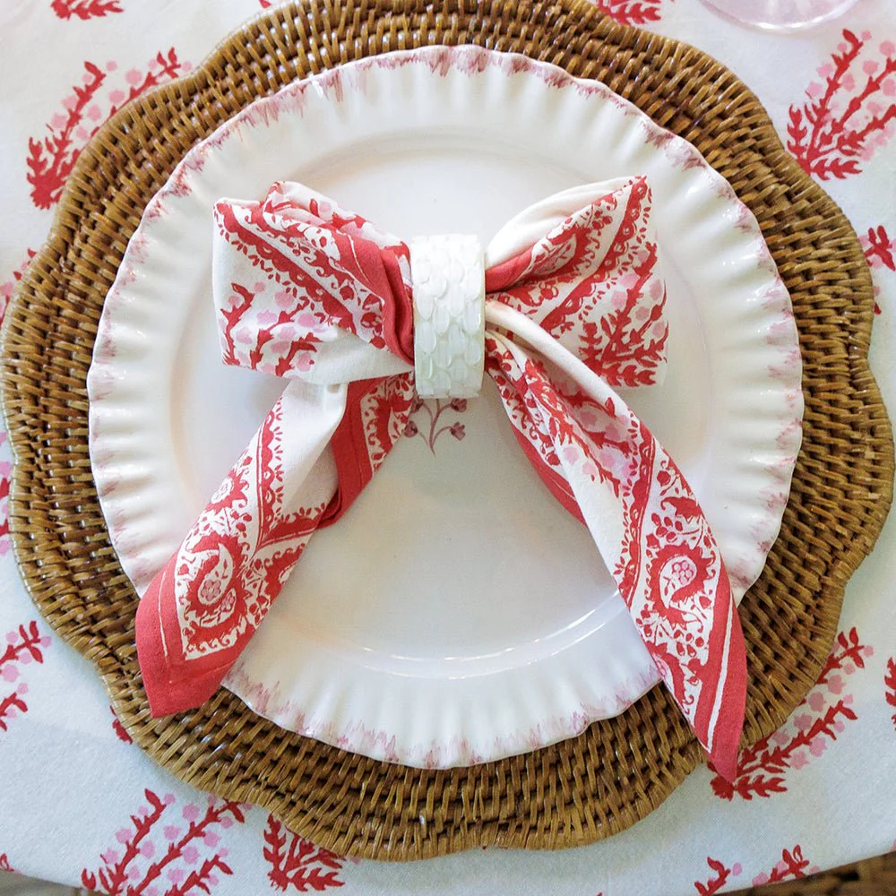 White Round Resin Beaded Napkin Ring | Set of 4 - Image 2