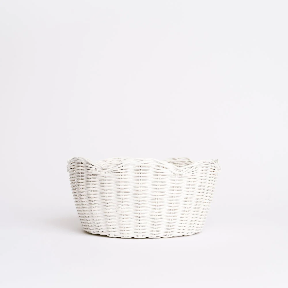 White Wicker Scalloped Bowl - Image 3
