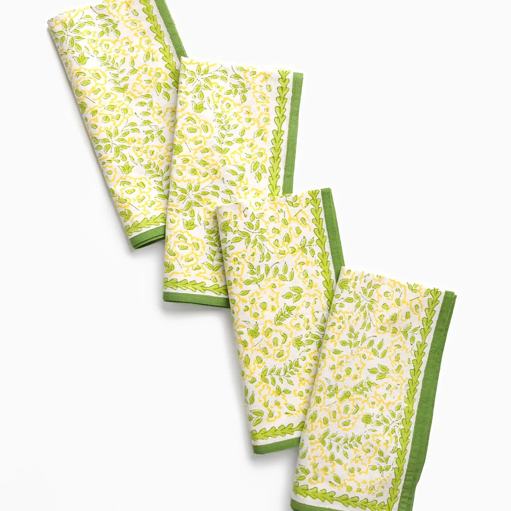 Wild Primrose Yellow & Green Napkin | Set of 4 - Image 3
