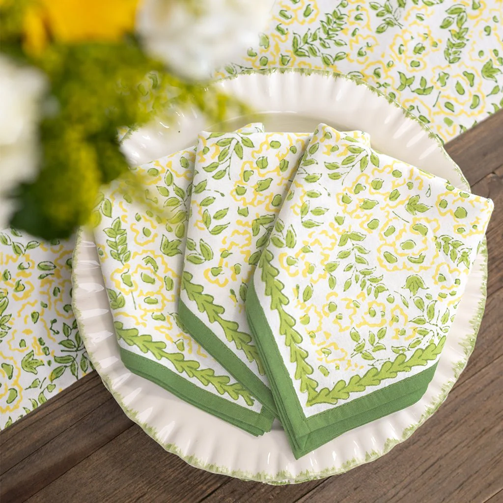 Wild Primrose Yellow & Green Napkin | Set of 4 - Image 4