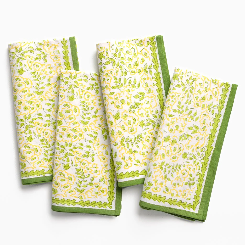 Wild Primrose Yellow & Green Napkin | Set of 4 - Image 5