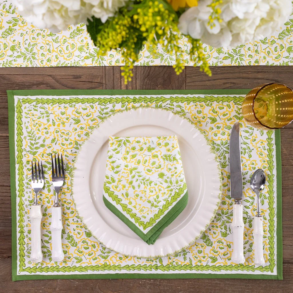 Wild Primrose Yellow & Green Placemat | Set of 4