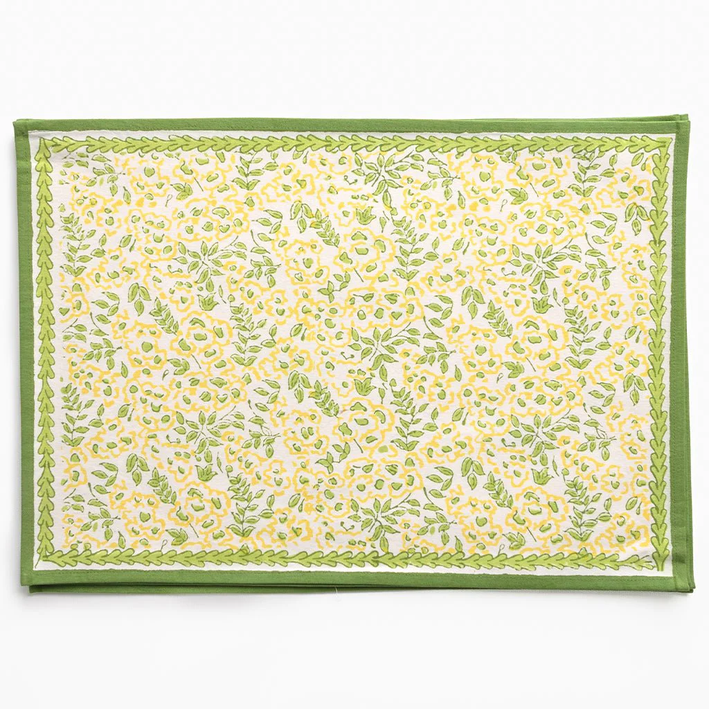 Wild Primrose Yellow & Green Placemat | Set of 4 - Image 2