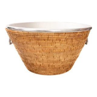 Woven Rattan and Aluminum Ice Bucket with Handles - Image 6