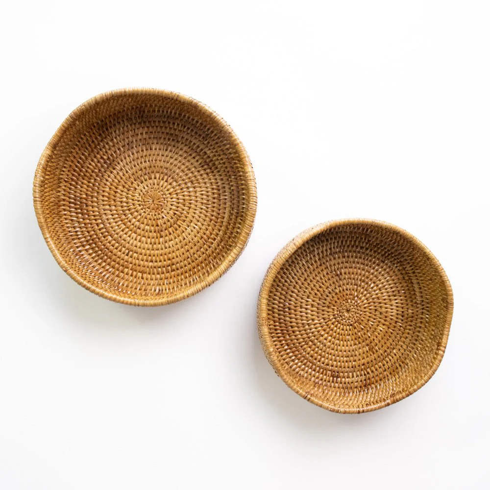 Woven Rattan Scalloped Bowl - Image 2