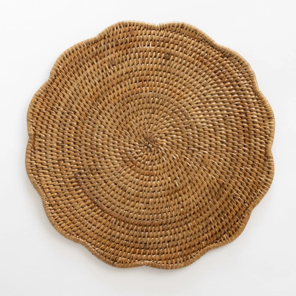 Woven Rattan Scalloped Placemats | Set of 4 - Image 3